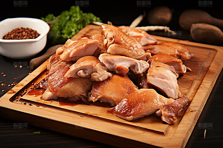 烧鸡粤菜烤鸡摄影图