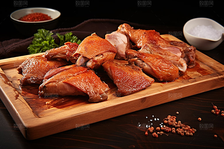 烧鸡粤菜烤鸡摄影图