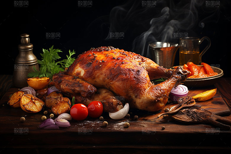 烧鸡腊味特色美食摄影图