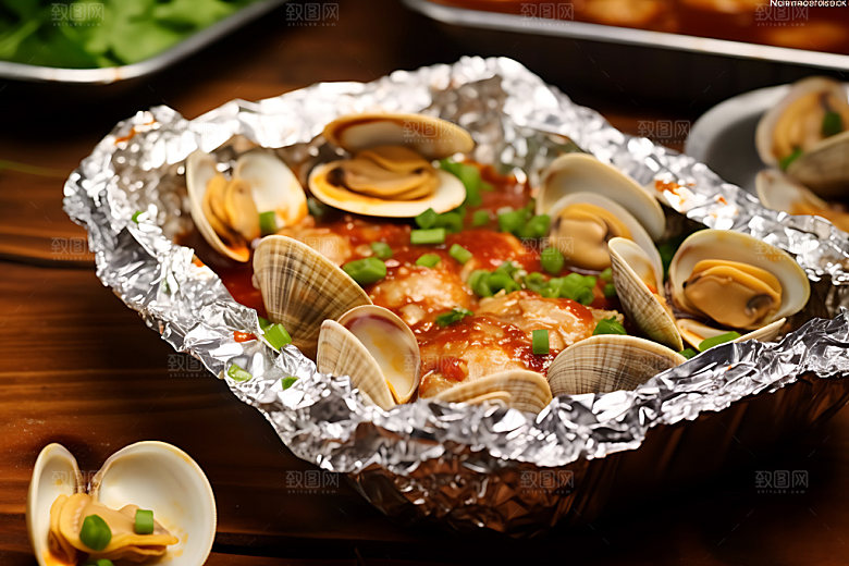 烧烤花甲夜市美食摄影图