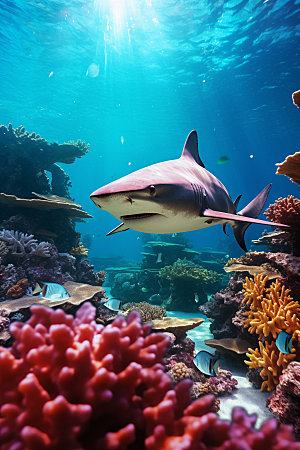 鲨鱼生态大海摄影图