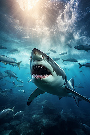鲨鱼高清生态摄影图