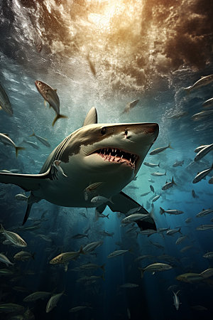 鲨鱼大海霸气摄影图