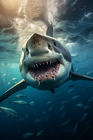 鲨鱼大海海洋生物摄影图