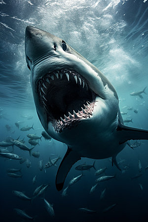 鲨鱼大海生态摄影图