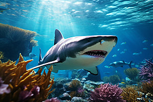 鲨鱼动物霸气摄影图