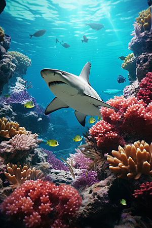 鲨鱼生态霸气摄影图