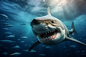 鲨鱼环保海洋生物摄影图