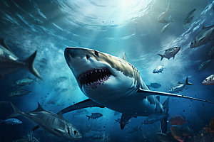 鲨鱼海洋生物霸气摄影图