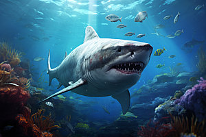 鲨鱼自然环保摄影图