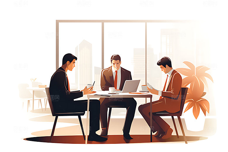 社交软件信息企业精神扁平风插画