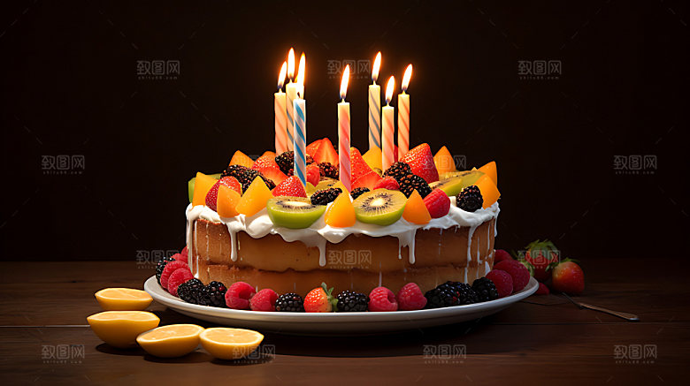 生日蛋糕甜品美食摄影图