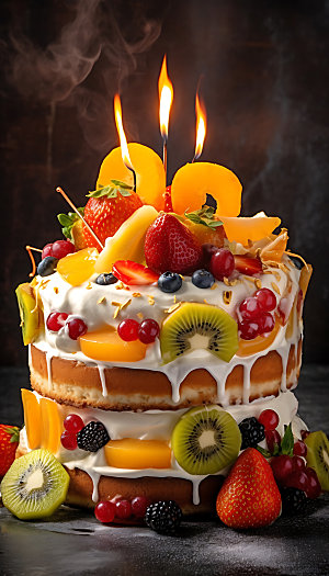 生日蛋糕烘焙美食摄影图