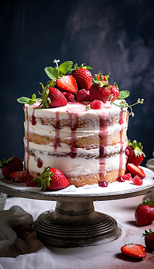 生日蛋糕特写水果蛋糕摄影图