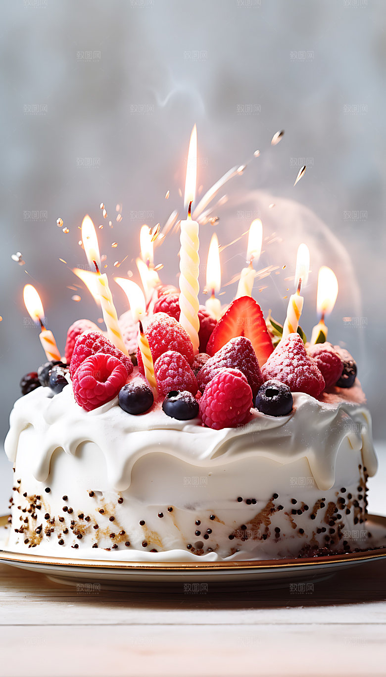 生日蛋糕水果蛋糕甜品摄影图