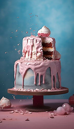 生日蛋糕美食水果蛋糕摄影图