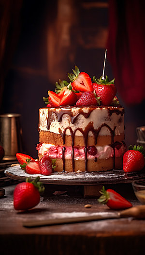 生日蛋糕水果蛋糕甜品摄影图