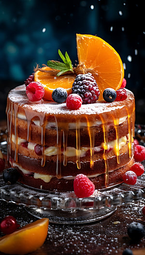 生日蛋糕特写水果蛋糕摄影图