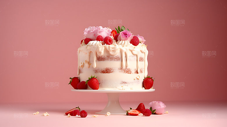 生日蛋糕特写甜品摄影图