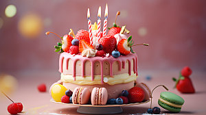 生日蛋糕甜品水果蛋糕摄影图