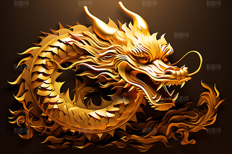 中国龙金色富贵元素