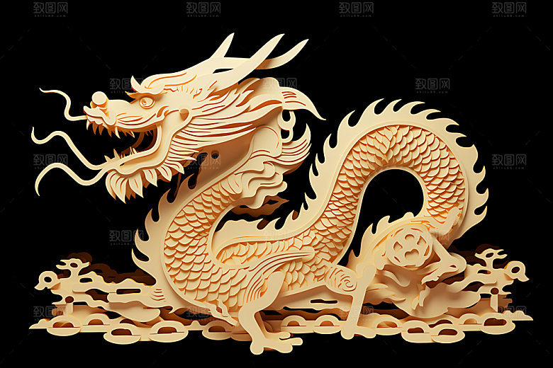 中国龙金色富贵元素