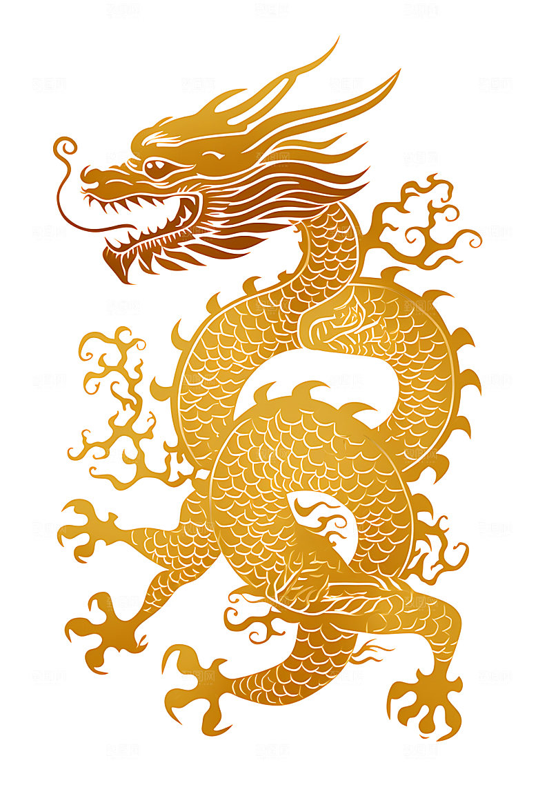 中国龙金色富贵元素