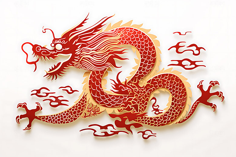 中国龙金色十二生肖元素