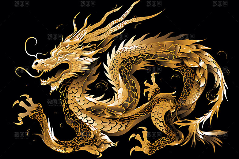中国龙富贵龙年元素