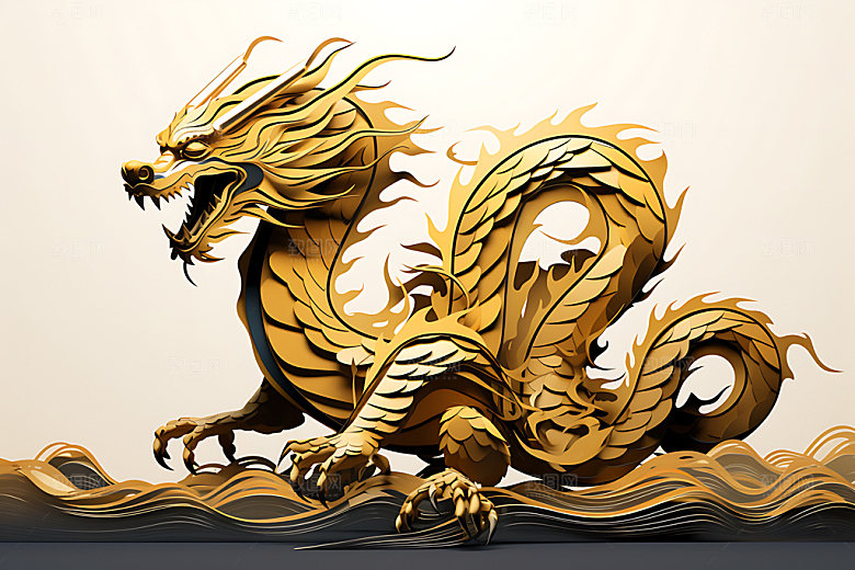 中国龙金色龙年元素