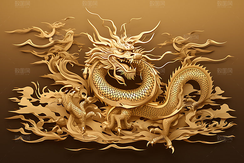 中国龙生肖龙富贵元素