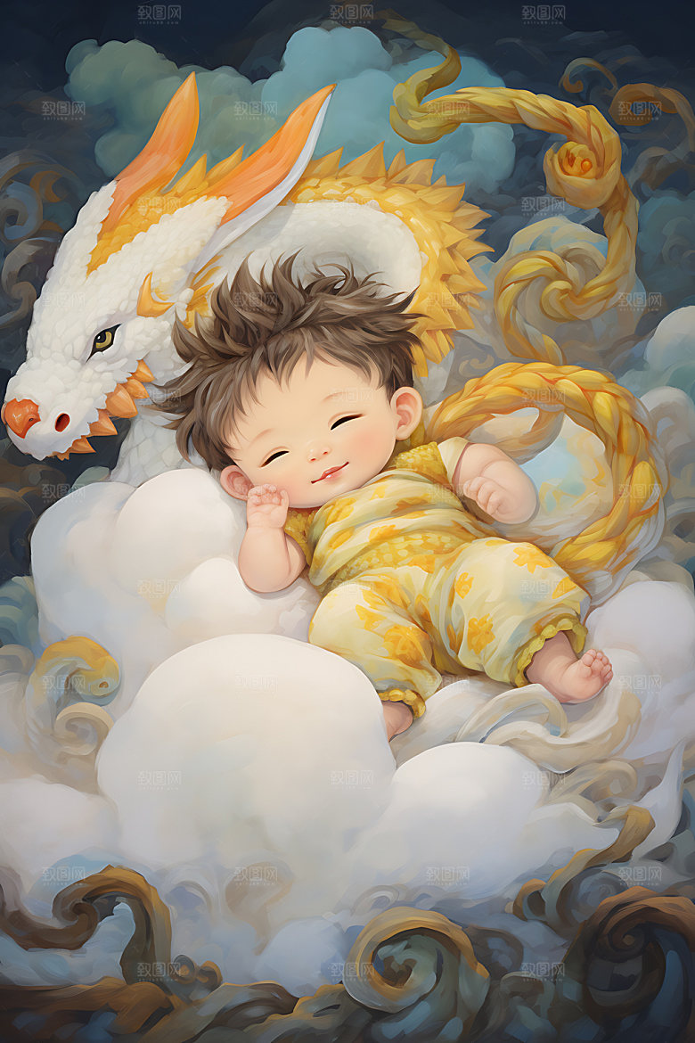 龙年儿童本命年儿童插画