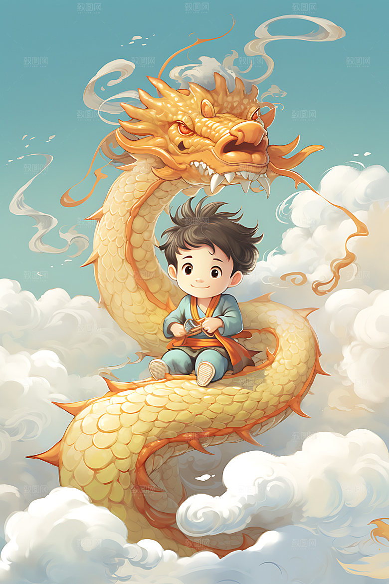 龙年儿童生肖宝宝儿童插画
