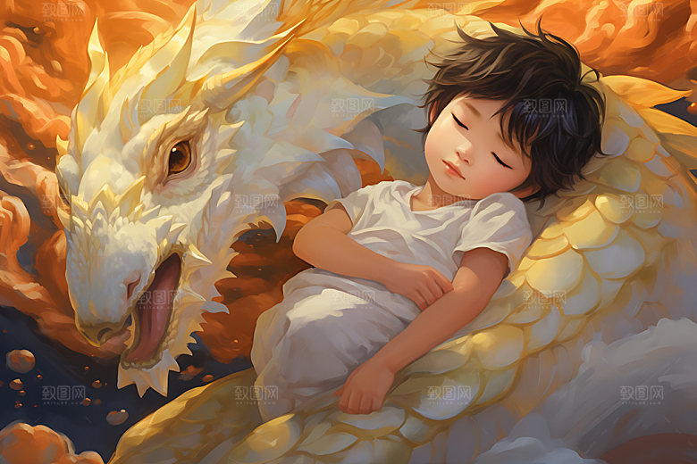 龙年儿童可爱生肖宝宝插画