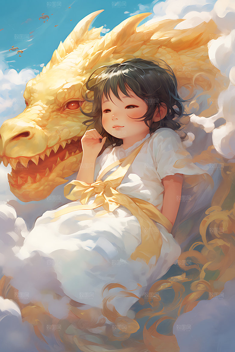 龙年儿童本命年儿童插画