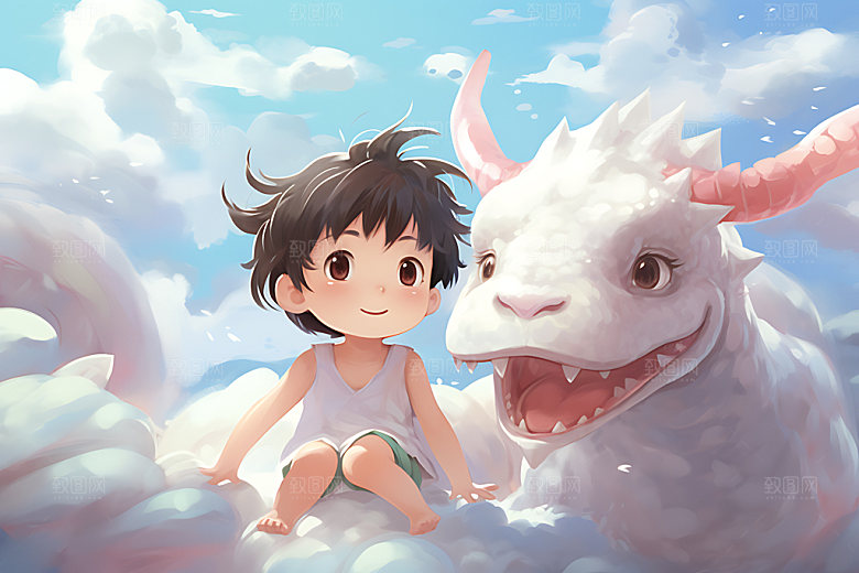 龙年儿童生肖宝宝本命年插画