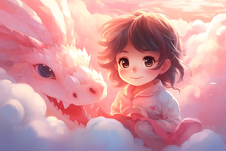 龙年儿童本命年儿童插画