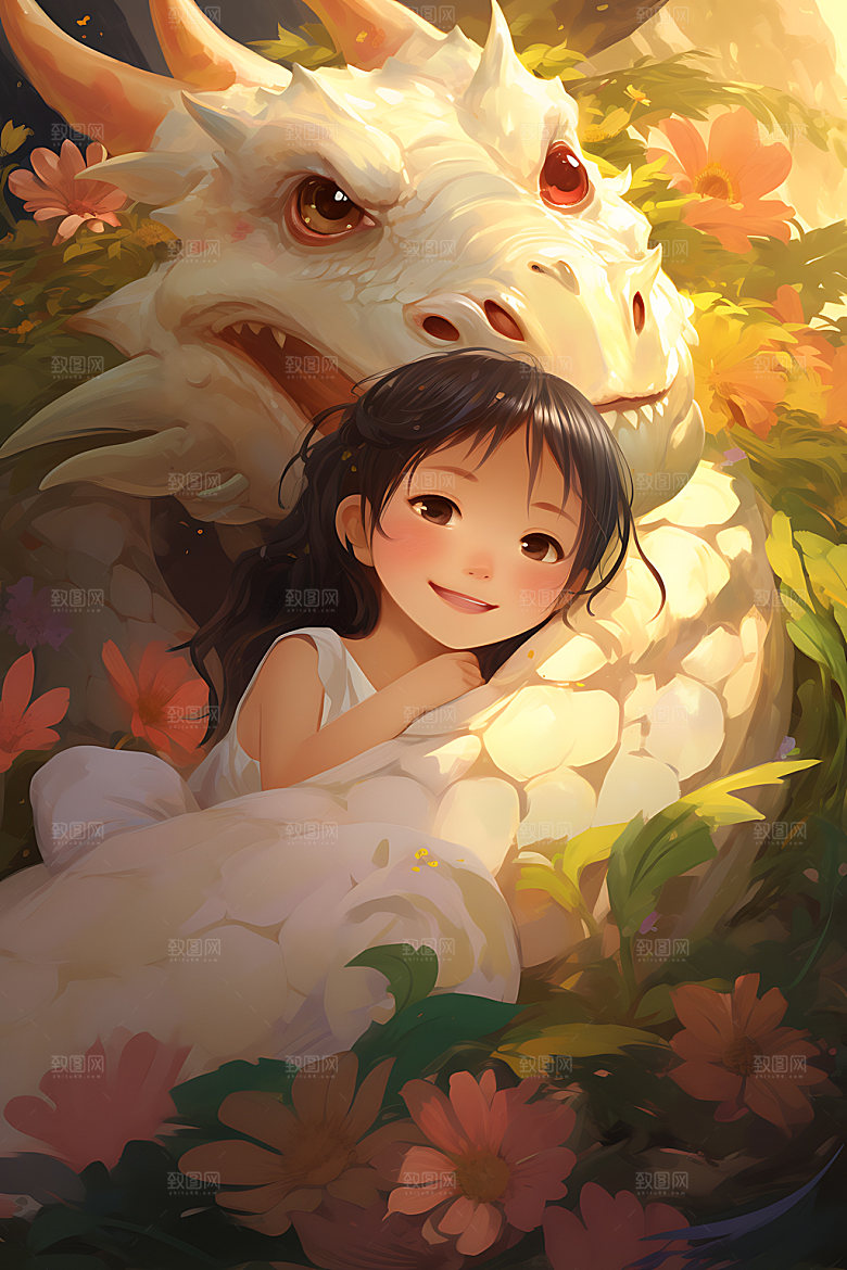 龙年儿童可爱本命年插画