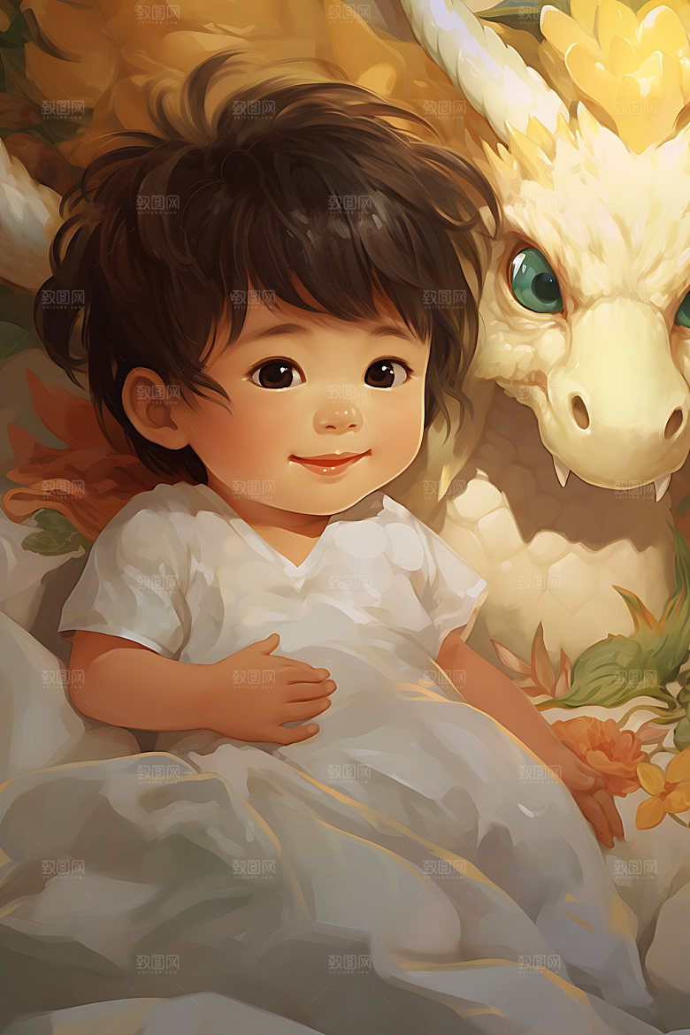 龙年儿童可爱十二生肖插画