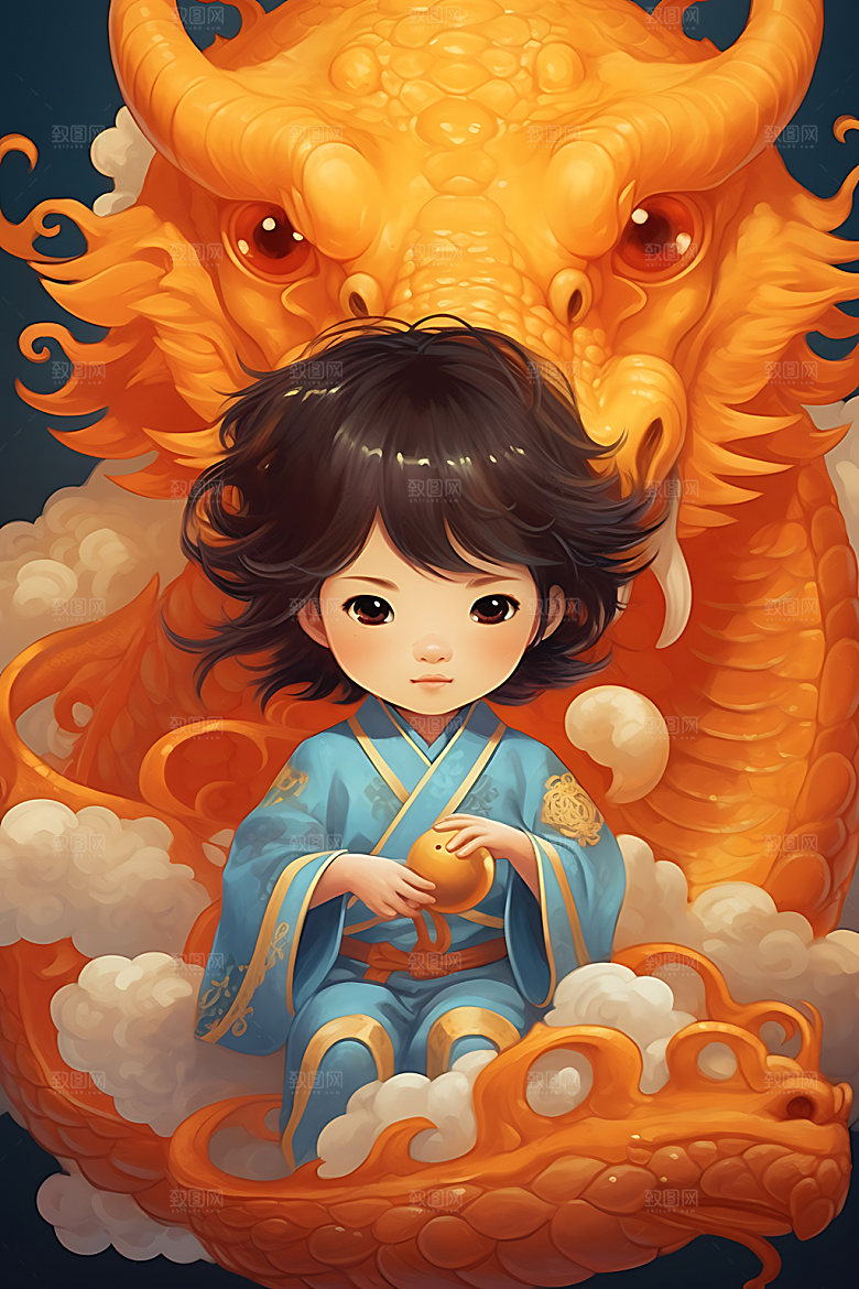 龙年儿童本命年十二生肖插画