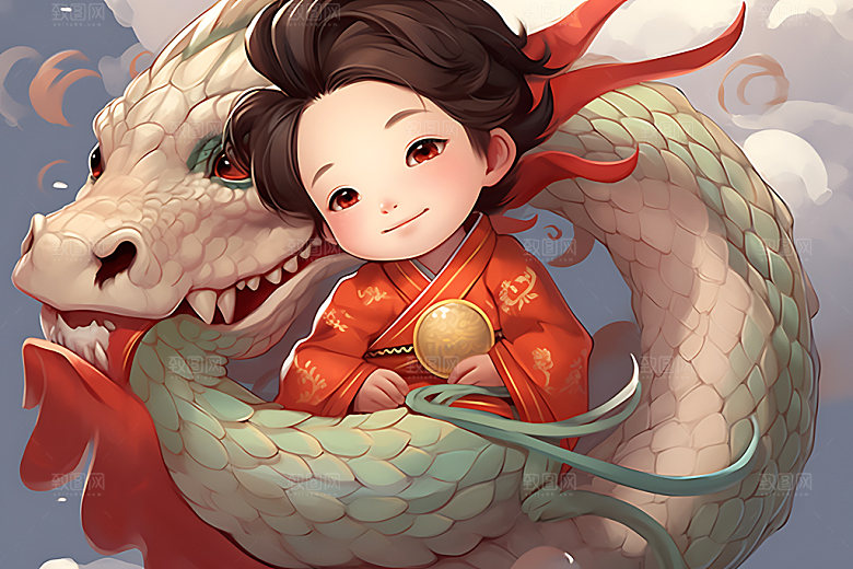 龙年儿童生肖宝宝儿童插画
