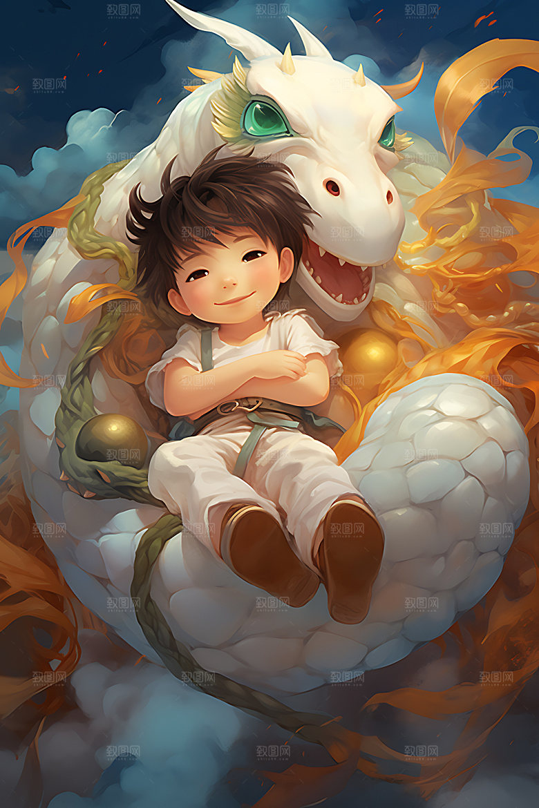 龙年儿童生肖宝宝本命年插画
