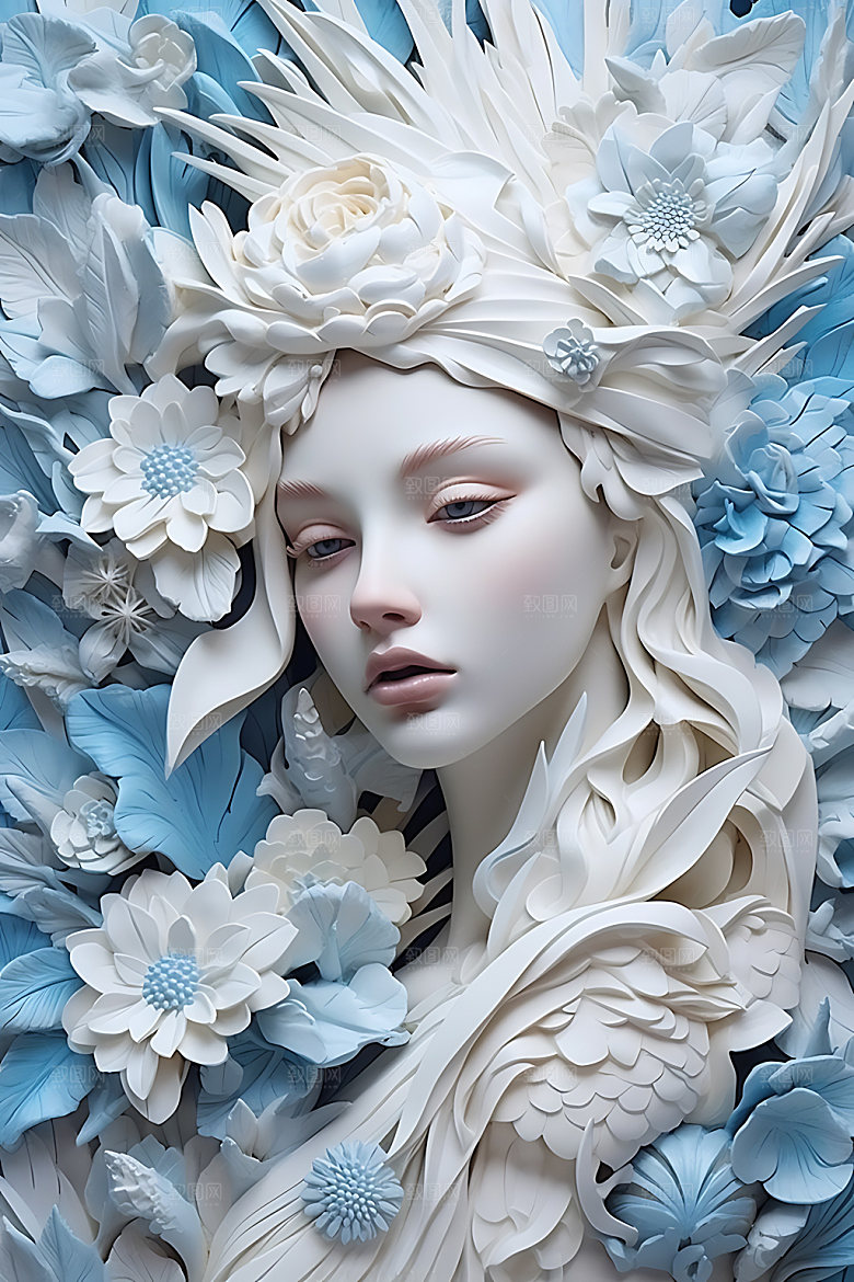 石膏雕塑梦幻3D人物模型
