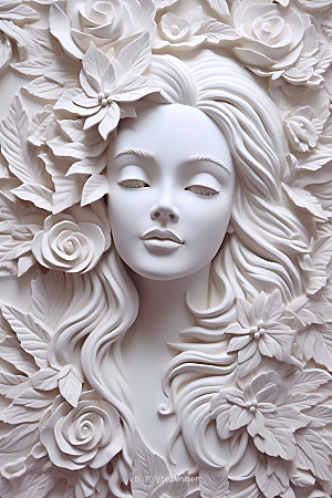 石膏雕塑质感立体人物模型