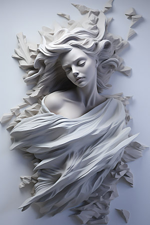 石膏雕塑质感白色大理石人物模型