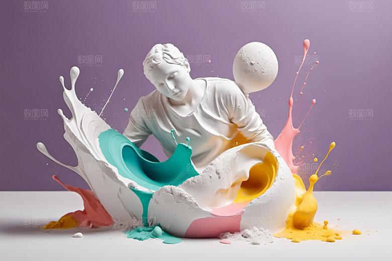 石膏雕塑人像3D素材