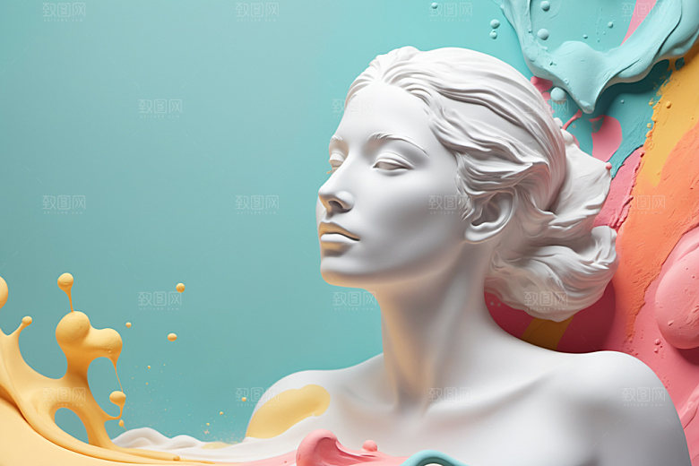 石膏雕塑3D人像素材