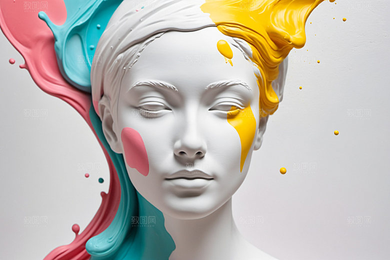 石膏雕塑人像3D素材
