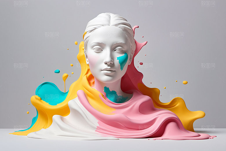 石膏雕塑雕刻立体素材