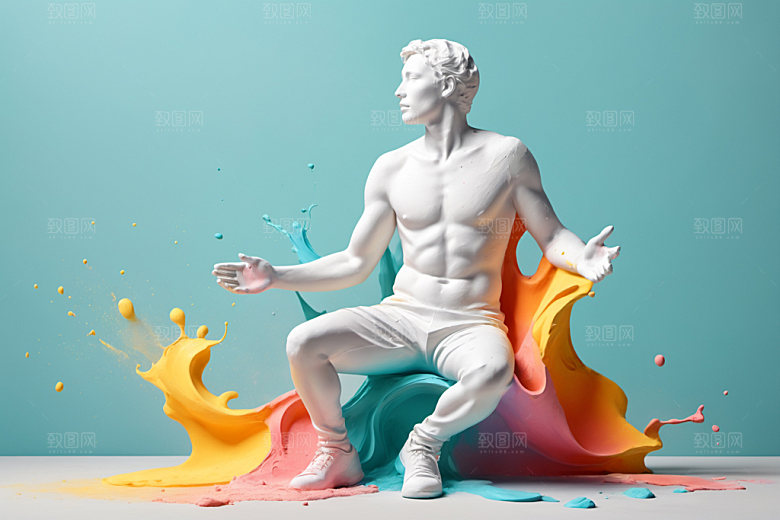 石膏雕塑人像洛可可素材